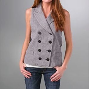 Marc by Marc Jacobs Vest Double Breasted Herringbone Striped Gray Sz S